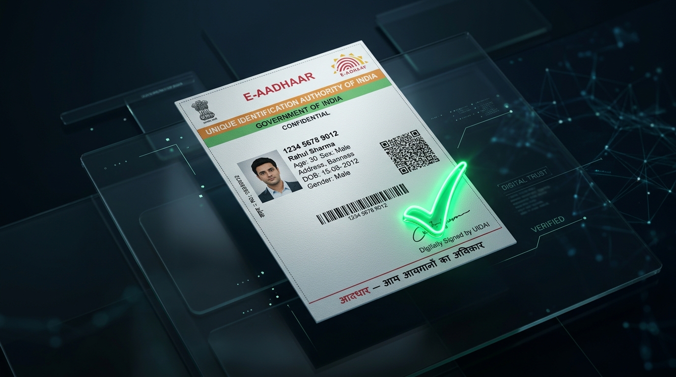 Aadhar download with digital signature green tick